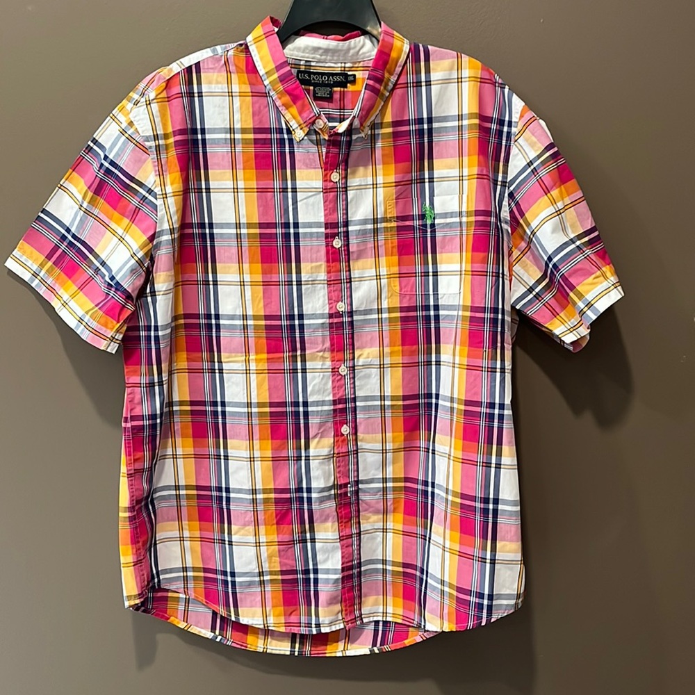 U.S POLO ASSN plaid buttons one Mens shirts XXL- NWT